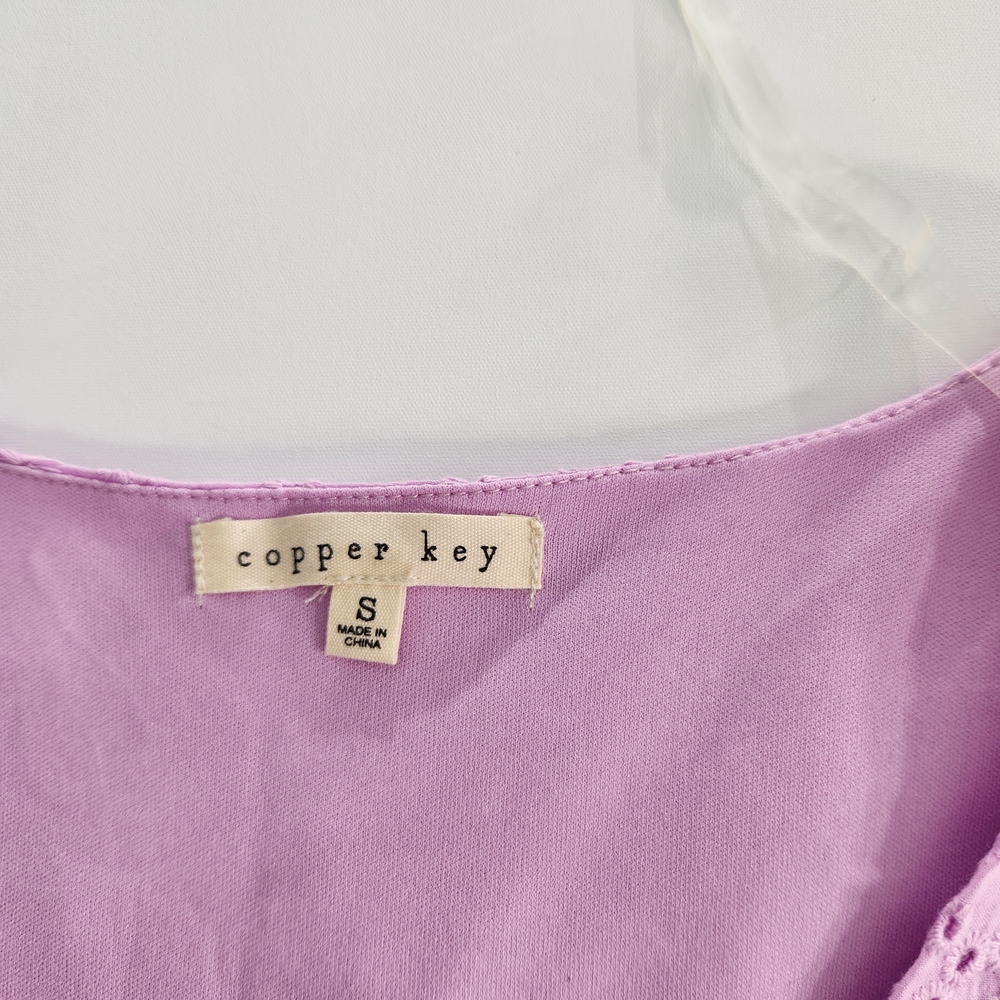 Copper Key Women's Dress Size S Lavender Eyelet Midi Short Sleeve V Neck NWT 01 - Picture 5 of 14